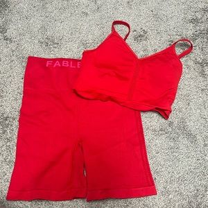Fabletics red workout set